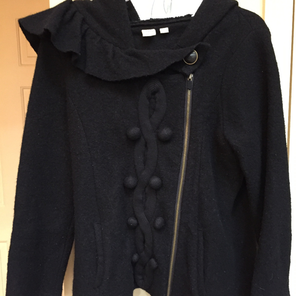 {Little Yellow Bird} Wool zip/hood jacket